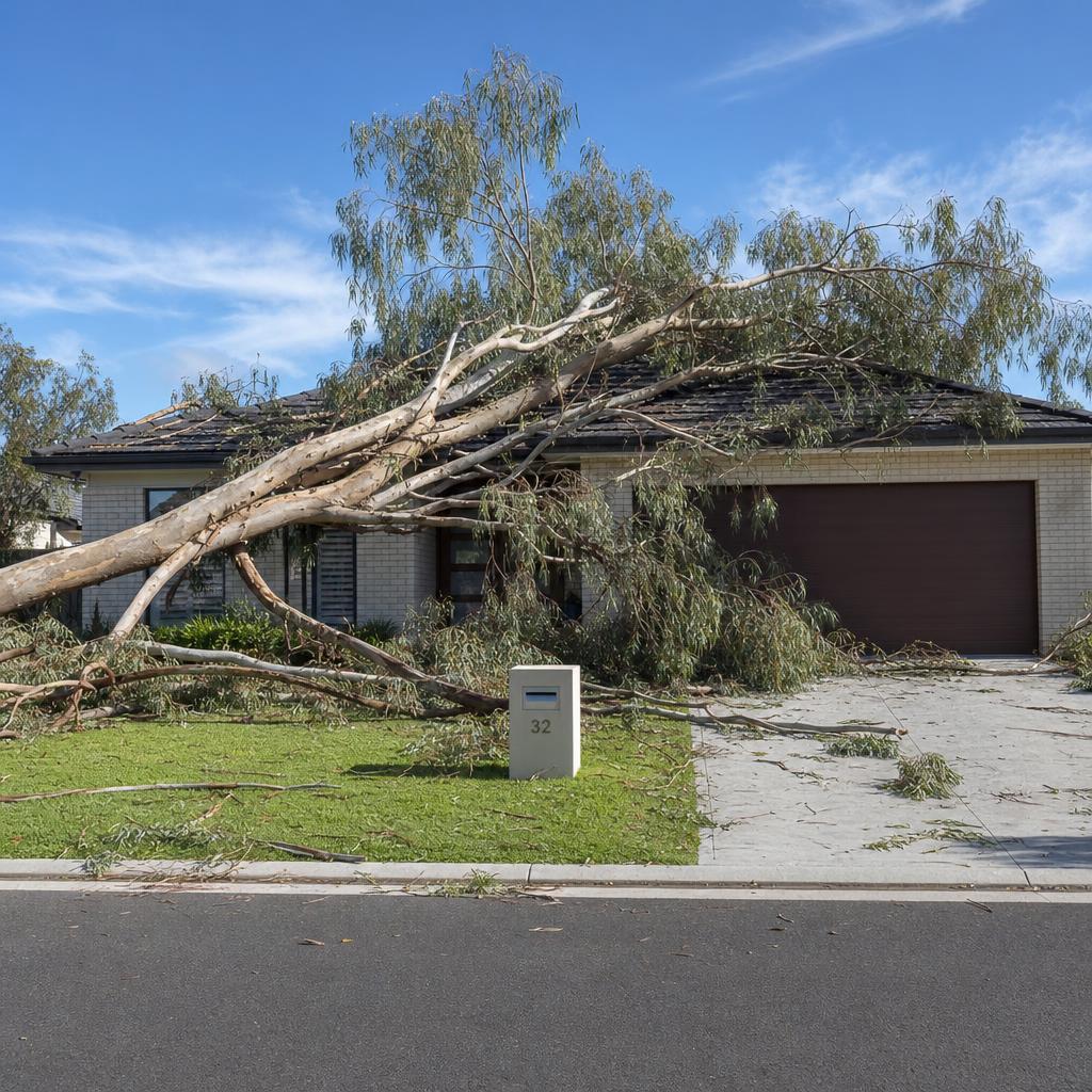 Before tree removal - large hazardous tree